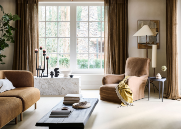 Grijze marmoleum betonlook in de woonkamer