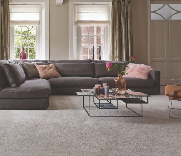 Licht grijze tapijtvloer in de woonkamer